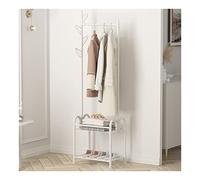 ISCBAFYX Heavy Duty C Rail Shoe Bench Coat Stand Rack Hanger with 2 Shelves Sturdy Coat Tree for Hats Bags Standing Organizer for Entrance Hallway Steel Frame Coat Rack Stand