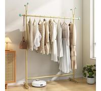 ISCBAFYX Heavy-Duty Iron Coat Rack with 6 Hooks Versatile Garment Stand for Bedroom Balcony Apartment & Outdoor Use (Yellow 150 x 175cm / 59 x 69in)
