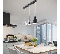 ISCBAFYX Industrial Pendant Light Modern Teardrop Design Ceiling Lighting E27 Base Fixture 1-Lights,AC Black/Chrome/White Metal Baking Finish [Energy Class Color : A