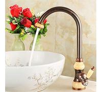 ISCBAFYX Jade Face Pot Tap Cold Water Mixer Bathroom Tank Tap Rose Orb Black Single Handle,Three
