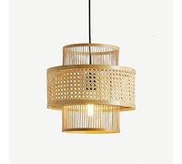 ISCBAFYX Japanese LED Chandelier Bamboo Ceiling Light Fixture Handmade Vine Dining Table Pendant Lights for Restaurant Living Room Farmhouse Dinner Kitchen Made in China