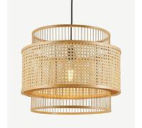 ISCBAFYX Japanese LED Chandelier Bamboo Ceiling Light Fixture Handmade Vine Dining Table Pendant Lights for Restaurant Living Room Farmhouse Dinner Kitchen Made in China