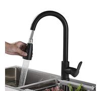 ISCBAFYX kitchen faucet black with pull down sprayer, 2 modes swivel nozzle, for kitchen sink Single Handle, faucet pull out,-blackA