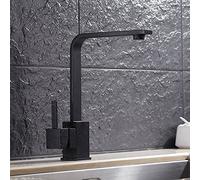 ISCBAFYX Kitchen Faucets 360 Degree Swivel Square Mixer Brass with Black White Spot Painted Tap 360 Rotating Single Hole