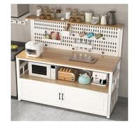 ISCBAFYX Kitchen Island Storage Baker's Racks Perforated Back Panel Food Prep Worktable Bar Countertop Utility Shelf Woody White 70x50x140cm