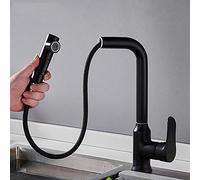 ISCBAFYX Kitchen Sink Mixer faucet Black with Pull Down Sprayer and Pull Out Hose 2 Spray Modes Kitchen Faucet Brass Kitchen faucets 360° Rotate Hot and Cold Kitchen Sink Faucet