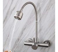 ISCBAFYX Kitchen Stainless Steel Faucet Kitchen Faucet Double Hole Hot and Cold Rotation Flexible Kitchen Sink Mixed Faucet