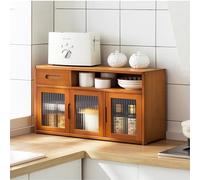 ISCBAFYX Kitchen Tabletop Storage Cabinet nizer with Multi layer Spice Rack and Dish Storage Brown 62cm x 23cm x 39cm