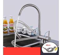 ISCBAFYX Kitchen Tap Folding Inside Window Mixer Tap for Kitchen Sink Hot and Cold Rotating Window Faucet In The Kitchen Stainless Steel Brushed Kitchen Sink Faucet-B