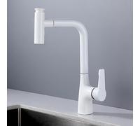 ISCBAFYX Kitchen Tap with Pull Out Spray Hot and Cold Single Handle Brass 360° Rotation 360 Kitchen Sink Mixer Tap Pull Out Spout Spray White