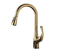 ISCBAFYX Kitchen Taps with Pull Out Spray Brass Kitchen Faucet Hot and Cold Retractable 360° Rotation 2 Functions Kitchen Sink Faucet- (Color : Gold)