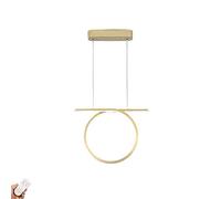 ISCBAFYX Linear 3 Ring Pendant Lighting Fixture with 57 W Remote Dimmable Led,Gold,Nordic Geometric Chandelier Minimalist Ceiling Lamp for Dining Living Room Bedroom,Remotely Tuned,1-Light