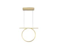 ISCBAFYX Linear 3 Ring Pendant Lighting Fixture with 57 W Remote Dimmable Led,Gold,Nordic Geometric Chandelier Minimalist Ceiling Lamp for Dining Living Room Bedroom,Warm White Light,1-Light