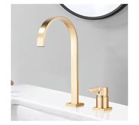 ISCBAFYX Luxury Matte Black Bathroom Brass countertop Mounted Brushed Mixing hot and Cold Mixer tap(Gold)