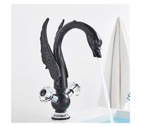 ISCBAFYX Luxury swan countertop Mounted Bathroom hot and Cold Crane Shape Mixer tap Sink(Matte Black)