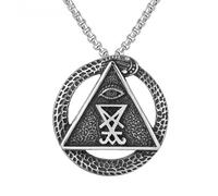 ISCBAFYX Masonic Pyramid Pendant Necklace for Men Vintage Style Steel Jewelry Unique present for Him Trendy Amulet Accessory