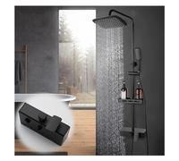 ISCBAFYX Matte Black Bathroom Bathtub Shower Faucet Wall Mounted Rainfall 8 Inch Round Shower Head Dual Handles Mixer Shower Set,Shower