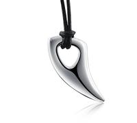 ISCBAFYX Men's Black Bull Horn Pendant Ethnic Style Steel Wolf Tooth Necklace Smooth Minimalist Jewelry Stylish Personality Accessory