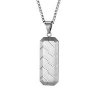 ISCBAFYX Men's Fashion Steel Dog Tag Necklace Bold Tire Tread Design Minimalist Cool Style Jewelry