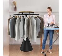 ISCBAFYX Men's Solid Wood Valet Stand - Multifunctional nizer with Contoured Hanger Top Shelf Trouser Bar Tie & Belt Hooks Shoe Rack - Ideal for Suits Coats Pants - Elegant Black Finish