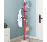 ISCBAFYX Metal Coat Rack with Marble Base Stylish standing Coat Stand for Hats Backpacks Umbrellas and Purses (Red)
