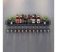 ISCBAFYX Metal Wall Wine Rack with Glass Holder Hanging Bottle Shelf Mounted Storage Bar Display Kitchen Home Stylish Alcohol