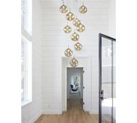 ISCBAFYX Minimalist Large Chandelier for Staircase 10 Glass Balls Pendant Light Duplex Building Elegant Hollow Living Room Villa 40x200cm Champagne Color