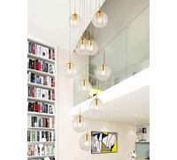 ISCBAFYX Minimalist Staircase Long Chandelier Multi Lights Creative Living Room Loft Duplex Hollow Hotel Villa Stairwell High Ceiling Pendant Light LED (Size:10 balls)