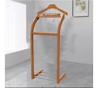 ISCBAFYX Multifunctional Solid Wood Men's Valet Stand with Contoured Hanger Trouser Bar Tie & Belt Hooks Shoe Rack - Ideal for nizing Suits Coats & Pants.