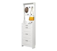 ISCBAFYX Narrow White Shoe Cabinet for Entryway - Stylish Independent Solid Wood Storage nizer with Coat Rack 3 Flip Drawers and Accessory Drawer Space-Saving