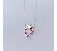 ISCBAFYX Necklace Female Korean Fashion Temperament Crown Heart Shaped Pendant Necklace Cute Heart Shaped Collar Chain