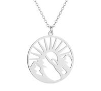 ISCBAFYX Necklace Pendant Chain Men Women Jewellery Mountain View Sunshine Travel Global Traveler Pendant Necklace Collar Chain