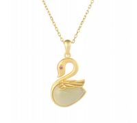 ISCBAFYX Necklace -Plated Cygnet Hotan Jade Stone Fairy Classic Ornament Powder Clavicle Chain