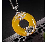 ISCBAFYX Necklace Women Plum Chalcedony Cloud Security Loop Pendant Classic Simple Palace National Wind Fashion Exquisite present, LJBLEUSK