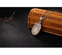 ISCBAFYX Necklace Women's Lotus Ajouré Mosaic Plum Chalcedony Pendant Classic Simple Palace National Wind Fashion Exquisite present, LJBLEUSK