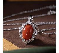 ISCBAFYX Necklace Women's Natural Agate Red South Diamond Pendant Classic Simple Palace National Wind Fashion Exquisite present, LJBLEUSK