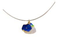 ISCBAFYX Necklace Women's Simple Ethnic Style Burning Blue Lotus Natural Jade White Fashion Trend Personality Creator present
