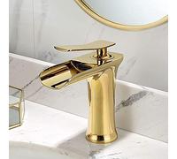 ISCBAFYX Nordic All Bronze Waterfall Faucet for Wash Basin with Cold and Heat Gold Taps Above Counter Bathroom Faucet 28cm Height Stylish