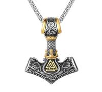 ISCBAFYX Nordic Viking Pendant Men's Steel Necklace Euro-American Vintage Style Jewelry Men's Fashion Accessory