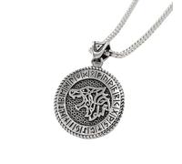 ISCBAFYX Norse Viking Wolf Steel Pendant Necklace Men's Euro-American Vintage Unique Jewelry Stainless Steel Mystic Totem