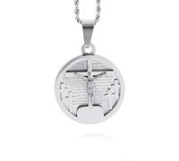 ISCBAFYX Plated Cross Medallion Necklace Euro-American Hip Hop Cuban Chain Unique Trendy Pendant Exaggerated Design