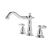 ISCBAFYX Polished Gold 3-Hole Widespread Basin Faucet, Dual-Handle Mixer Tap with Pop-Up Drain for Vintage Bathrooms(Chrome)