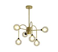 ISCBAFYX Post Sputnik Chandelier 8 Lights Vintage Industrial Ceiling Light Fixture Adjustable Gold Pendant Lighting Fixture for Dining Room Kitchen Living Room,Double-Layered Lampshade.,6 Lights