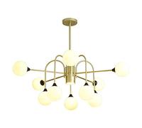 ISCBAFYX Post Sputnik Chandelier 8 Lights Vintage Industrial Ceiling Light Fixture Adjustable Gold Pendant Lighting Fixture for Dining Room Kitchen Living Room,White Lampshade,10 Lights