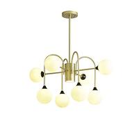 ISCBAFYX Post Sputnik Chandelier 8 Lights Vintage Industrial Ceiling Light Fixture Adjustable Gold Pendant Lighting Fixture for Dining Room Kitchen Living Room,White Lampshade,8 Lights
