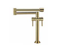 ISCBAFYX Pot Filler Kitchen Tap, Wall Mounted Telescopic Folding Sink Faucet, Hot and Cold Water Double Joint Swing Arm Two Handles Single Hole Stove,B(C)