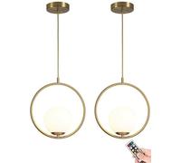 ISCBAFYX Rechargeable Battery Operated Pendant Light with Dimmable Hanging Globe Ceiling Chandelier for Kitchen Island Dining Room Bedroom Wireless & Timeable Lighting