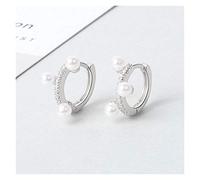 ISCBAFYX S925 Sterling Silver Diamond INS Pearl Temperal Ear Top Early Early Female yc625 (Color : Platinum)