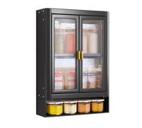 ISCBAFYX Seasoning storage box kitchen wall-mounted multi-function rack condiment cabinet oil, salt, sauce and vinegar jar seasoning cabinet, box(A,Second floor40*14 * 61cm/15.7 * 5.