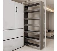 ISCBAFYX Slim Rolling Storage Narrow Kitchenwith Wheels Multi-Tier Pull-Out Rack for Refrigerator Bathroom & Laundry Room (Gray 15.7" x 3.5" 77.9")